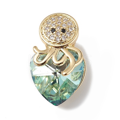 Real 18K Gold Plated Rack Plating Brass Micro Pave Cubic Zirconia Pendants KK-C015-25G-11-1
