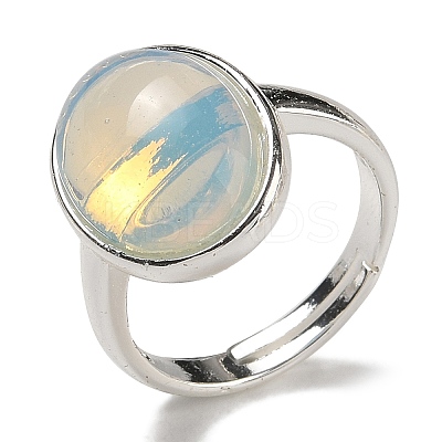 Opalite Oval Adjustable Rings RJEW-K371-07S-14-1