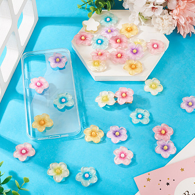 30Pcs 6 Colors Transparent Resin Cabochons RESI-TA0004-45-1