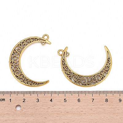 Tibetan Style Alloy Hollow Moon 2-Loop Link Pendants LS-TIBEP-5312-AG-LF-1