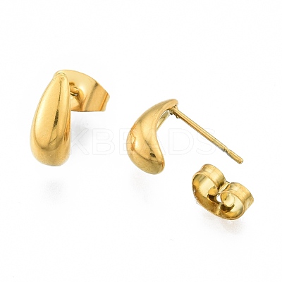 304 Stainless Steel Teardrop Stud Earrings for Women EJEW-N052-01G-1