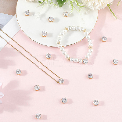 15Pcs Brass Clear Cubic Zirconia Multi-strand Links KK-BBC0019-93G-1