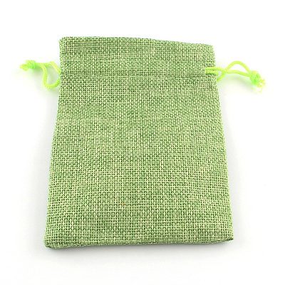 Polyester Imitation Burlap Packing Pouches Drawstring Bags LS-ABAG-R005-9x7-02-1