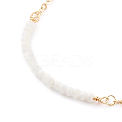 June Birthstone Natural Rainbow Moonstone Beaded Bracelets BJEW-JB06092-06-1