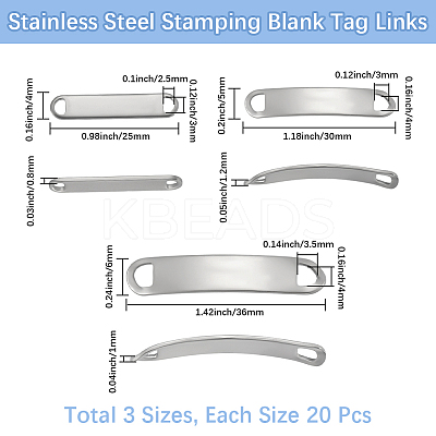 60Pcs 3 Styles 201 Stainless Steel Links/Connectors STAS-BBC0007-44-1