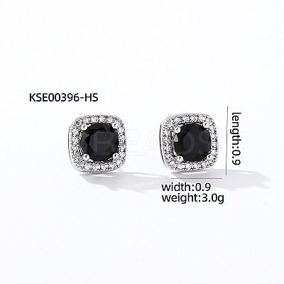 Elegant Zircon Square Stud Earrings for Women TY1635-14-1