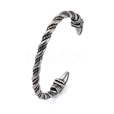 Viking 304 Stainless Steel Twisted Eagle Open Cuff Bangles for Men BJEW-U001-02P-1