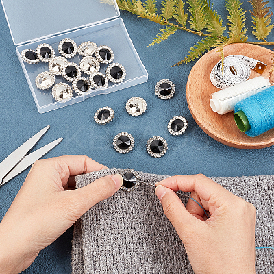 1-Hole Zinc Alloy Rhinestone Shank Buttons DIY-GA0003-59B-1