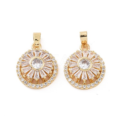Real 18K Gold Plated Brass Micro Pave Clear Cubic Zirconia Pendants KK-E068-VC302-1