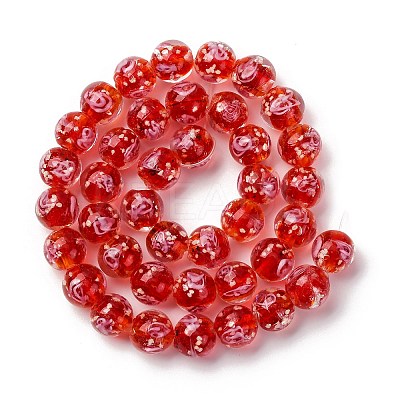 Luminous Handmade Glod Sand Lampwork Beads Strands LAMP-B028-03K-10mm-1