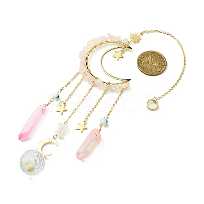 Moon & Star Brass Hanging Ornaments HJEW-TA00095-01-1