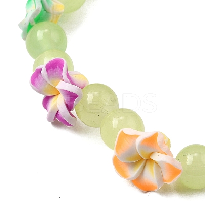 Baking Paint Imitation Jade Glass Round Beaded Stretch Bracelets BJEW-JB12060-1