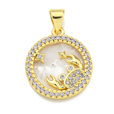 Brass Micro Pave Clear Cubic Zirconia Pendants KK-K354-04G-06-1