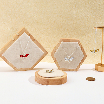 Hexagon Wooden Single Necklace Displays Stands NDIS-WH0017-01A-1