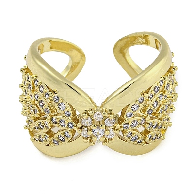 Infinity Brass Micro Pave Clear Cubic Zirconia Open Cuff Rings RJEW-Z046-05G-02-1
