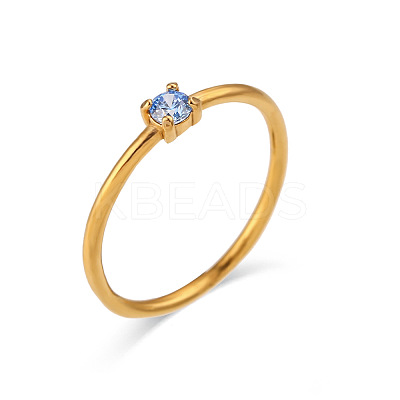 Flat Round 304 Stainless Steel Micro Pave Cubic Zirconia Finger Rings FS-WG2DA17-14-1