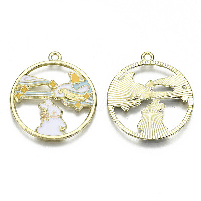 Eco-Friendly Alloy Enamel Pendants X-PALLOY-N162-002-RS-1
