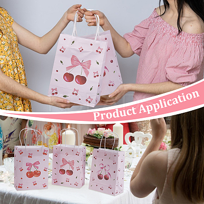 12Pcs Cherry Pattern Paper Gift Tote Bags CARB-UN0001-02-1