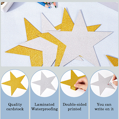 80Pcs 2 Colors Paper Glitter Star Wall Decoration AJEW-SP0001-12-1