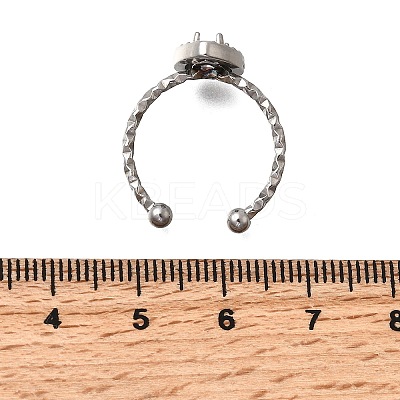 Teardrop 304 Stainless Steel Adjustable Cuff Ring Components STAS-H237-02B-P-1