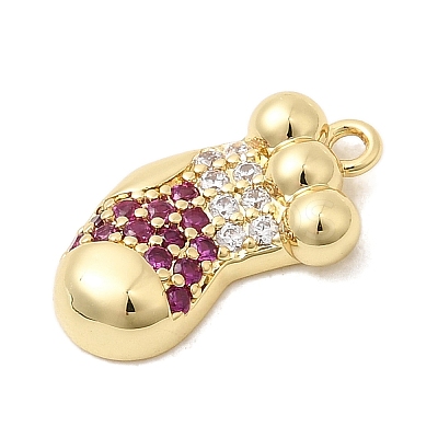 Christmas Brass Micro Pave Cubic Zirconia Pendants KK-L258-04G-F02-1