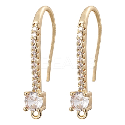Brass Micro Pave Clear Cubic Zirconia Earring Hooks ZIRC-YW0001-03G-1