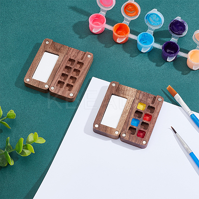 Black Walnut Wood Watercolor Paints Palette Box AJEW-WH0504-02-1