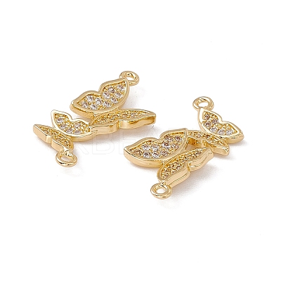 Brass Micro Pave Clear Cubic Zirconia Pendants KK-E068-VC086-1