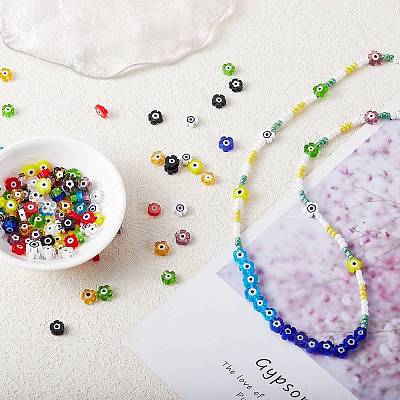 150Pcs 10Colors Handmade Evil Eye Lampwork Beads LAMP-SZ0001-17-1