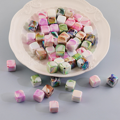 20Pcs UV Plating Acrylic Bead PACR-FP0001-01-1