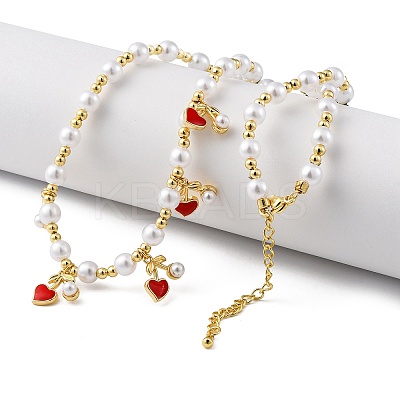 Brass Micro Pave Clear Cubic Zirconia Beaded Necklaces NJEW-Z059-04G-02-1