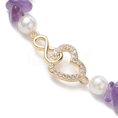 Natural Amethyst Chip Beaded Stretch Bracelets BJEW-JB10507-1