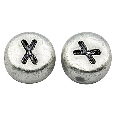 Silver Color Plated Acrylic Horizontal Hole Letter Beads X-MACR-PB43C9070-X-1