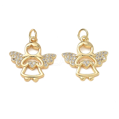 Brass Micro Pave Clear Cubic Zirconia Pendants CU-CBA9AFC-01G-14-1