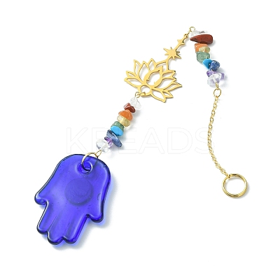 Gemstone Chip Beaded Pendant Decorations HJEW-JM01128-01-1