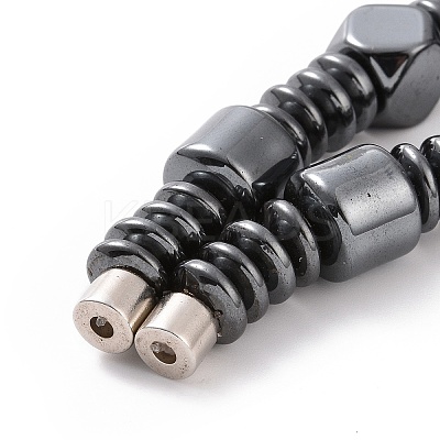Disc & Column & Polygon Synthetic Hematite Beaded Necklace with Magnetic Clasp for Men Women G-C006-03-1