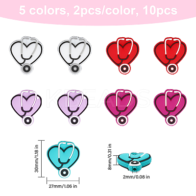 10Pcs 5 Colors Silicone Beads SIL-CA0001-93-1
