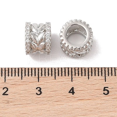 Brass Micro Pave Clear Cubic Zirconia European Beads KK-B100-047P-1