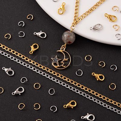 DIY 1.8m 2 Colors Vacuum Plated 304 Stainless Steel Twisted Chain Curb Chains Necklace Making Kits DIY-FS0001-25-1