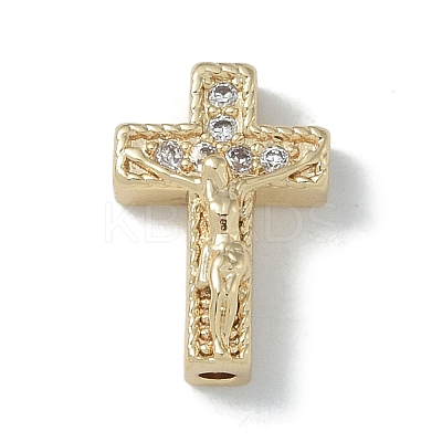 Rack Plating Brass Micro Pave Clear Cubic Zirconia Beads KK-A220-23A-G-1