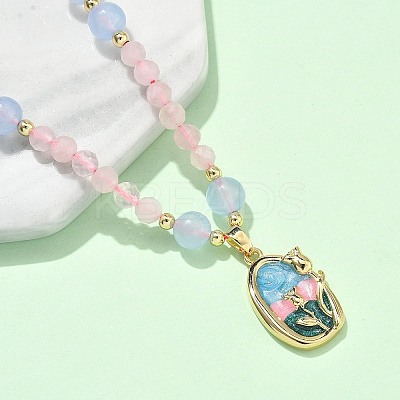 Natural Rose Quartz Pendant Necklaces for Women NJEW-G165-01D-G-1