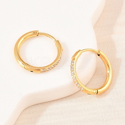 304 Stainless Steel Clear Cubic Zirconia Hoop Earrings EJEW-L307-05G-1