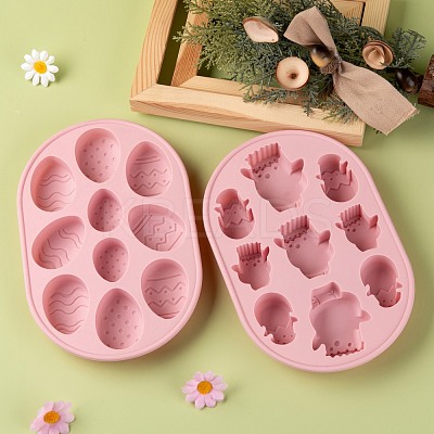 2Pcs 2 Style Easter Theme Food Grade Silicone Molds DIY-LS0001-91-1