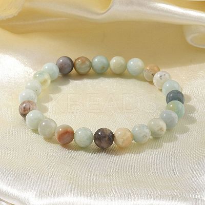 Natural Flower Amazonite Bead Stretch Bracelets X-BJEW-K212-B-007-1