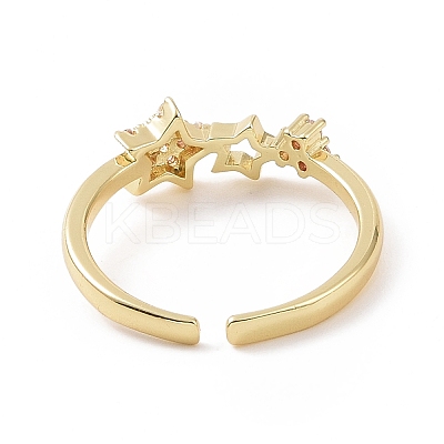 Clear Cubic Zirconia Hollow Out Star Open Cuff Ring RJEW-E072-23G-1