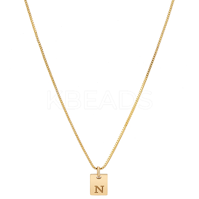 1Pc Stainless Steel Letter Rectangle Pendant Necklaces NJEW-LP0001-34N-G-1
