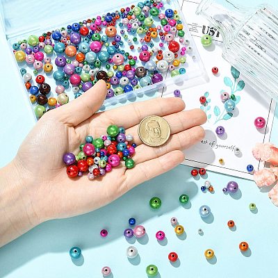 350Pcs 4 Styles Laser Opaque Acrylic Beads OACR-CJ0002-22-1