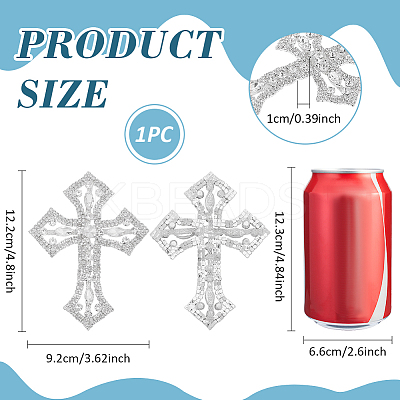 1Pc Cross Alloy Glass Rhinestone Decoration FIND-FG0004-94-1