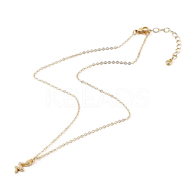 Brass Micro Pave Clear Cubic Zirconia Pendant Necklaces NJEW-JN03490-1