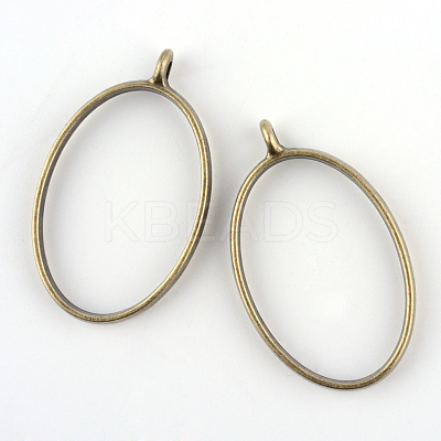 Rack Plating Alloy Oval Open Back Bezel Pendants LS-PALLOY-S047-26F-FF-1